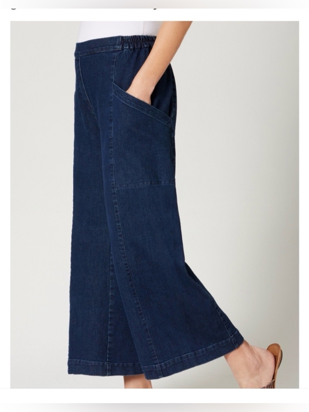 Women's Wide-Leg Denim Utility Jeans Elastic Waist Inseam 24” Size X-Small